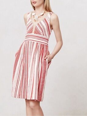 Anthropologie Postmark Poppy Striped Dress Size 10